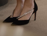 Jimmy Choo Stevie Black Suede Leather Heels With Original Box and Carry Bag